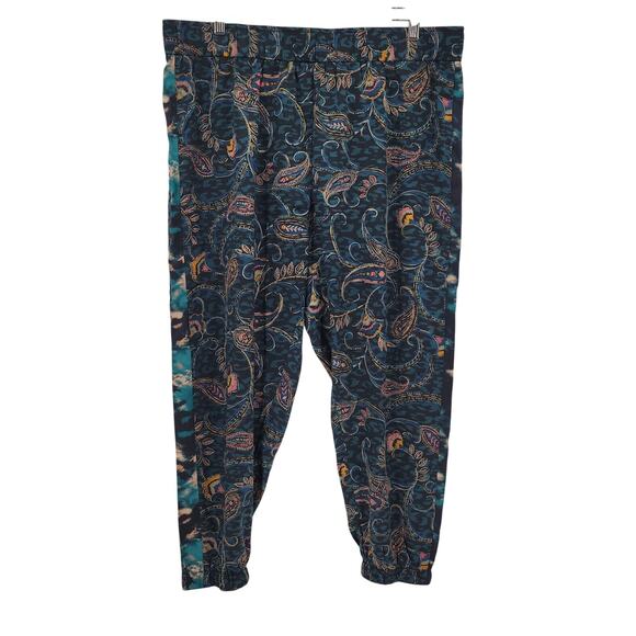 Johnny Was Twilight Paisley Charmeuse Silk Joggers Luxury Designer Artsy Size XL - Picture 1 of 6